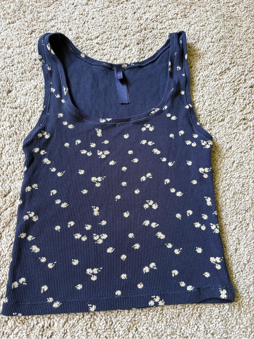 SKIMS Navy Floral Ribbed Scoop Tank